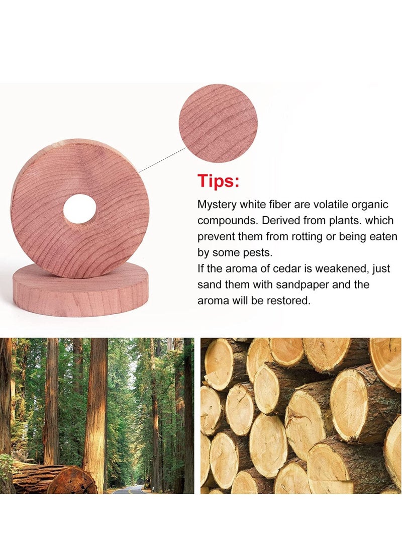 Cedar Rings for Hangers Blocks for Clothes Storage 100% Natural Aromatic Wood for Closets and Drawers Accessories Freshener 24-Pack