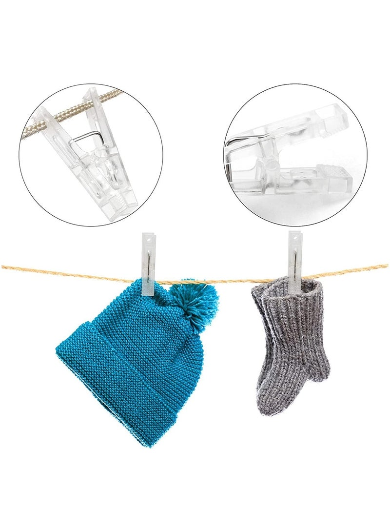 40 Pcs Plastic Clothespins Clear Plastic Towel Clips Laundry Clothes Pins Clips Clothes Drying Line Pegs for Towels Clothespins for Hanging Clothes
