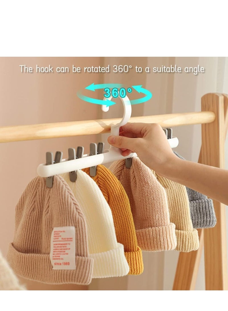 2 Pack Windproof Sock Clips Hanger, PP Plastic Anti-Tangle Clothes Drying Rack with 360° Swivel Hook and Strong Clips for Drying and Organize Underwear, Socks, Hats, Scarves, Pants