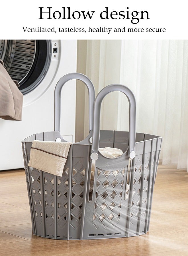 Foldable Laudry Basket, Collapsible Clothes Laundry Hamper, Plastic Storage Laundry Box with Dual Handles, Space Saving Storage Container, Laundry Organizer Storage Bin