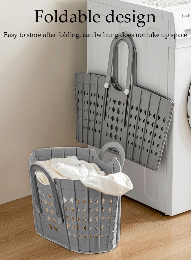 Foldable Laudry Basket, Collapsible Clothes Laundry Hamper, Plastic Storage Laundry Box with Dual Handles, Space Saving Storage Container, Laundry Organizer Storage Bin