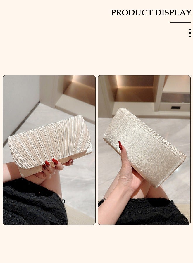 Womens Evening Clutch Bag All-matching Pleated Handbag Exquisite Evening Clutch Bag Banquet Wedding Clutch Purse Fashion Pleated Clutch Purse For Women All-match Shoulder Bag Evening Clutch Bag