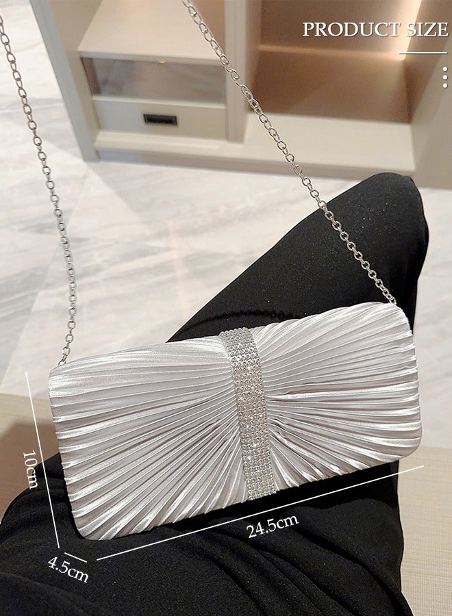 Womens Evening Clutch Bag All-matching Pleated Handbag Exquisite Evening Clutch Bag Banquet Wedding Clutch Purse Fashion Pleated Clutch Purse For Women All-match Shoulder Bag Evening Clutch Bag