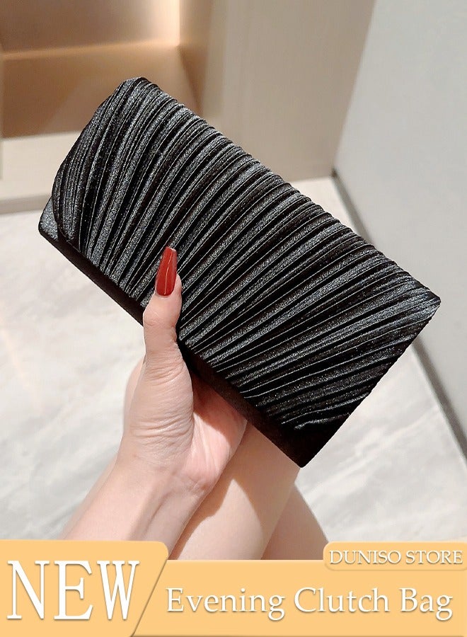 Womens Evening Clutch Bag All-matching Pleated Handbag Exquisite Evening Clutch Bag Banquet Wedding Clutch Purse Fashion Pleated Clutch Purse For Women All-match Shoulder Bag Evening Clutch Bag