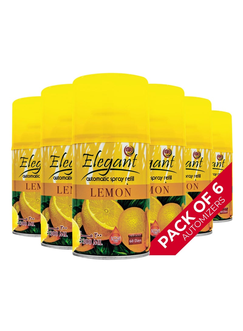 6 Piece LEMON Automatic Refill Spray Set 300ml