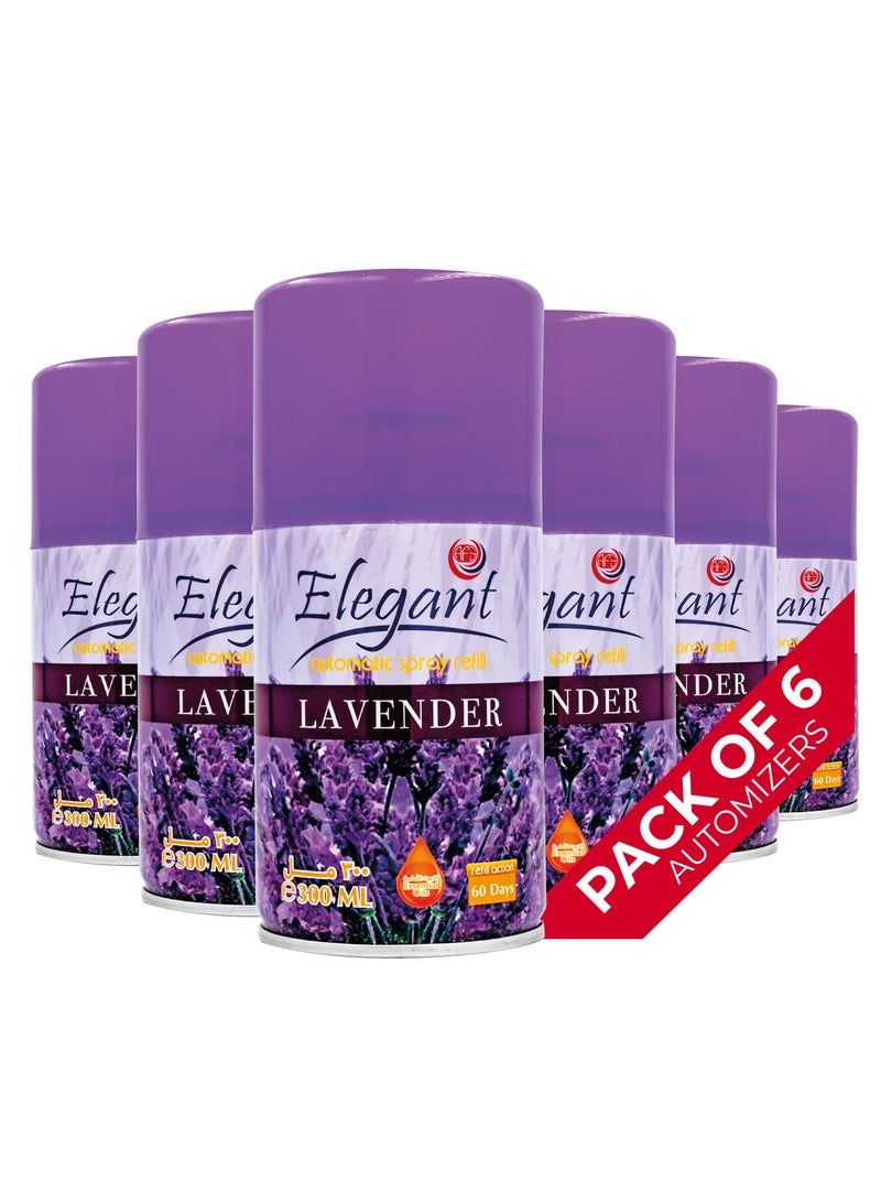 6 Piece LAVENDER Automatic Refill Spray Set 300ml