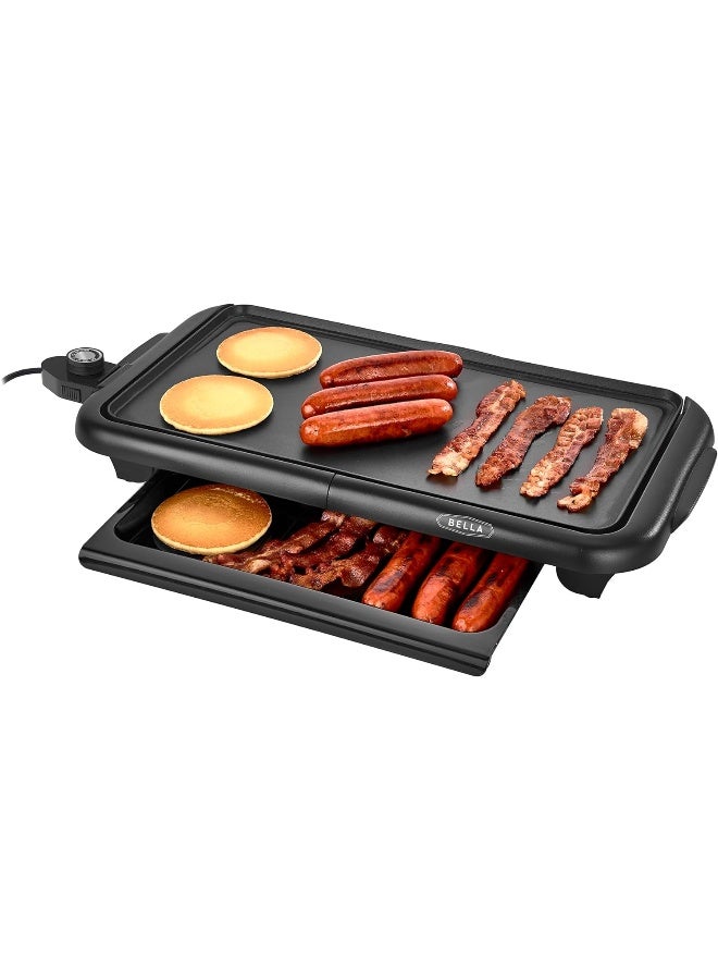 BELLA Electric Griddle with Warming Tray - Smokeless Indoor Grill, Nonstick Surface, Adjustable Temperature  Cool-touch Handles, 10