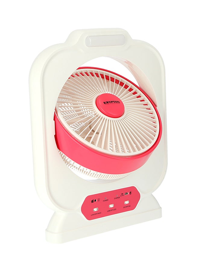 12 Inch Rechargeable Box Fan With LED Night Light KNF111 White/Pink