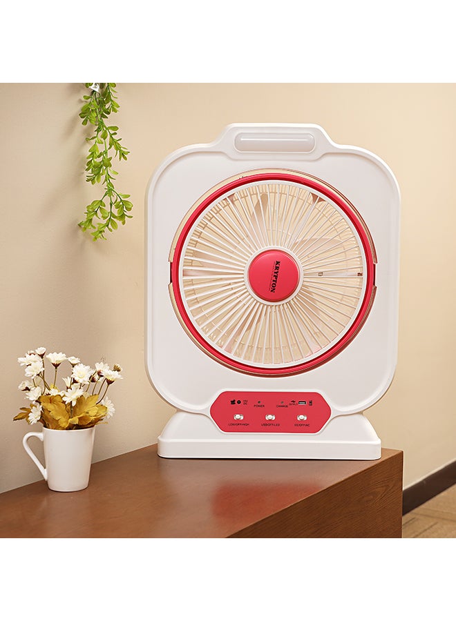 12 Inch Rechargeable Box Fan With LED Night Light KNF111 White/Pink
