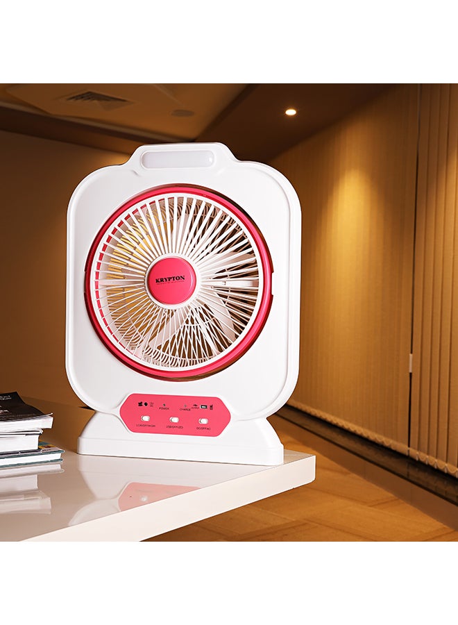 12 Inch Rechargeable Box Fan With LED Night Light KNF111 White/Pink