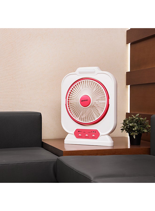12 Inch Rechargeable Box Fan With LED Night Light KNF111 White/Pink