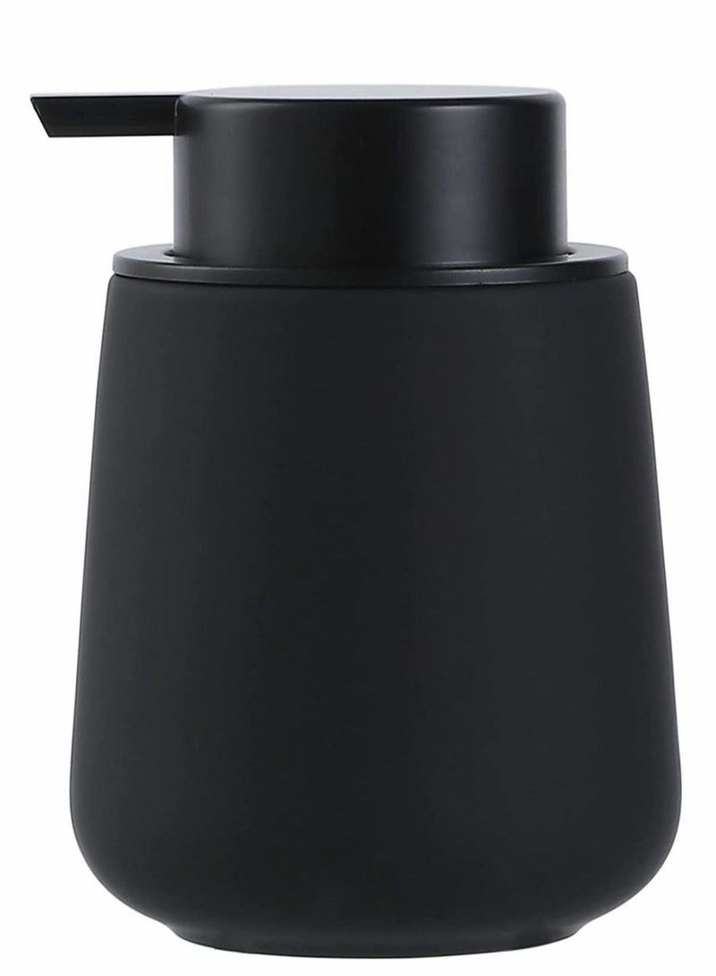 Soap Dispenser Black Ceramic Dish Refillable Liquid Hand Pump Modern Porcelain Handwashing Fluid Bottles 12Oz for Essential Oil Lotion Kitchen Bathroom