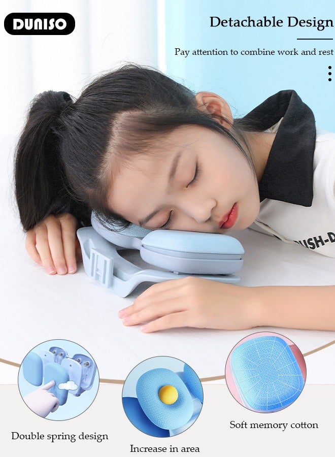 Kids Sitting Posture Corrector and Ergonomic Desk Writing Posture Corrector, ABS Present Height Good Stability Posture Corrector, Detachable Nap Pillow with Holder for Kids