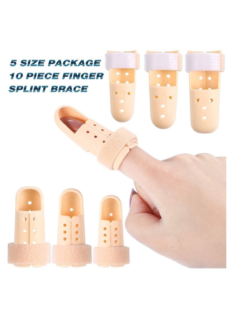 Finger Splint Mallet 10 Pieces Support Brace Plastic Protector for Adjustable Immobilizer Basketball Joint Protection 5 Sizes