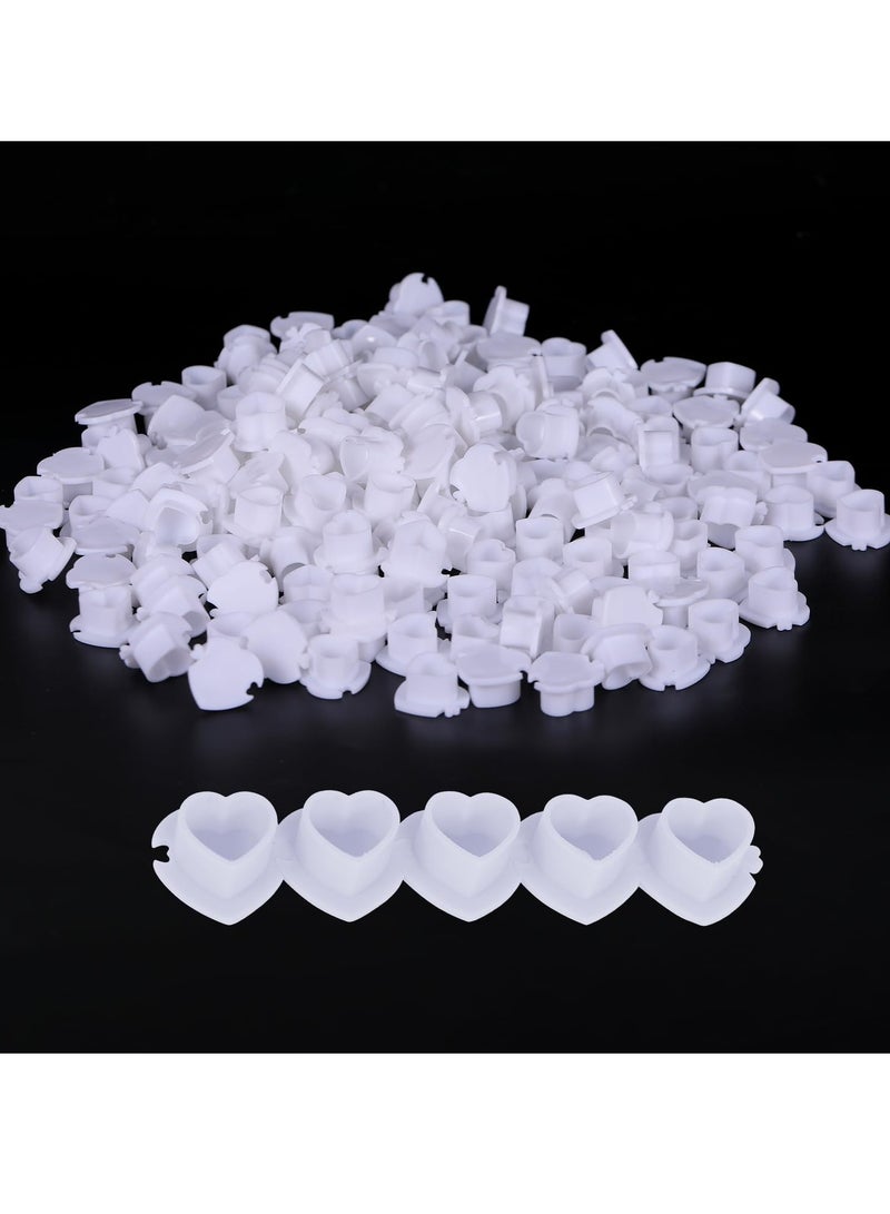 200 PCS Heart Shaped Ink Cups for Permanent Makeup, Disposable Plastic Caps with Base for Painting Supplies