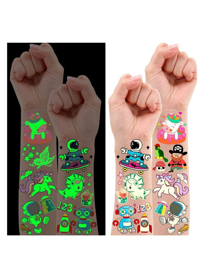 Luminous Temporary Tattoos Stickers Party Bag Fillers for Kids Children Birthday Favours Gifts Girls Boys Toys Games Stuff Supplies 380 Styles 30 Sheets