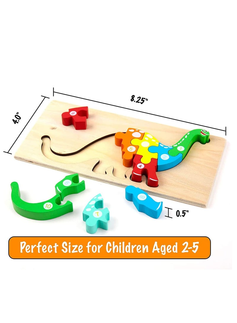 Wooden Toddler 3D Puzzles for Kids Ages 2-4 Toys for Toddlers 2 Years Old Wooden Puzzles Toys Wooden Jigsaw Puzzles, with numbers Puzzles for Kids Educational Toy for Boys and Girls 4 Pack