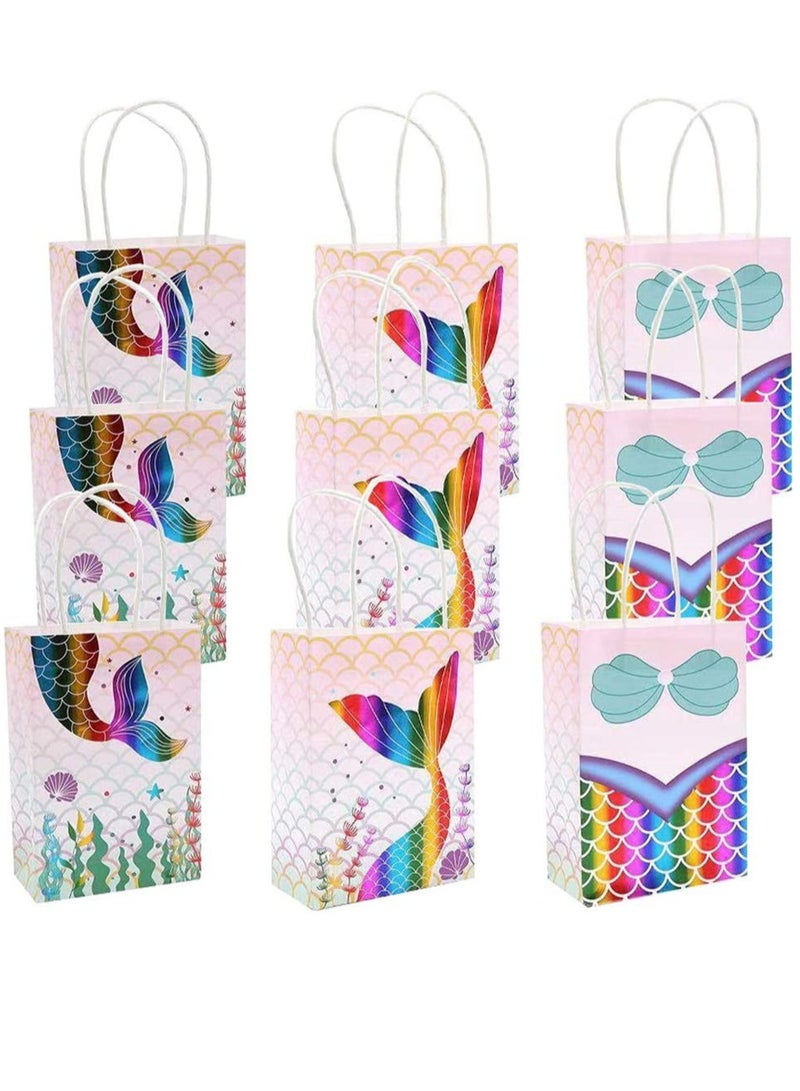 9-Piece Birthday Gift Bag Mermaid Party Supplies Children'S Candy Paper Bag