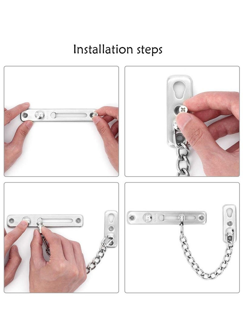 Stainless Steel Anti-Theft Chain, Safety Chain Thicker Door Chain Lock Security Chain Door Buckle Room Door Anti-Theft Buckle for Home Apartment Bedroom