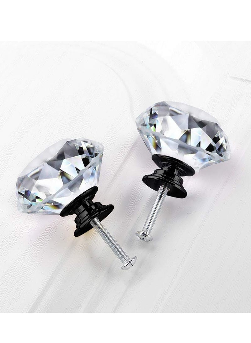 10 Pack Dresser Drawer Cabinet Knobs 30 mm Diamond Shaped Crystal Glass Knobs Pulls for Kitchen Wardrobe Cupboard