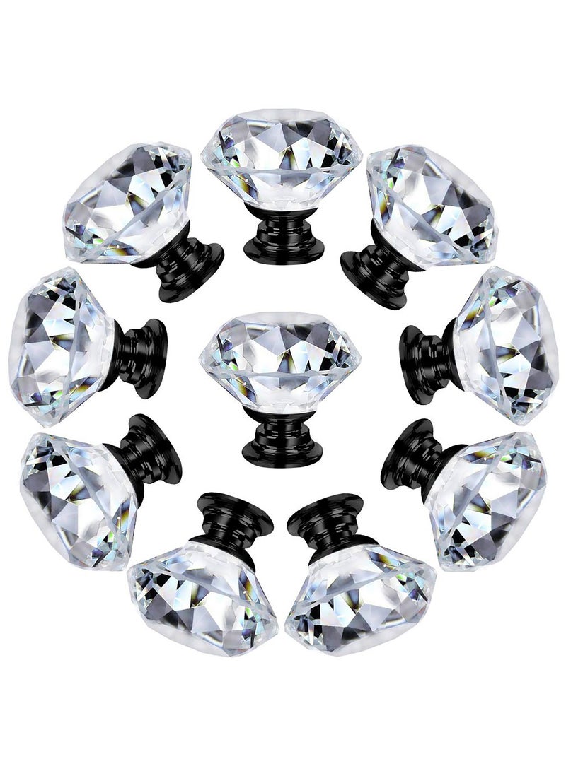 10 Pack Dresser Drawer Cabinet Knobs 30 mm Diamond Shaped Crystal Glass Knobs Pulls for Kitchen Wardrobe Cupboard