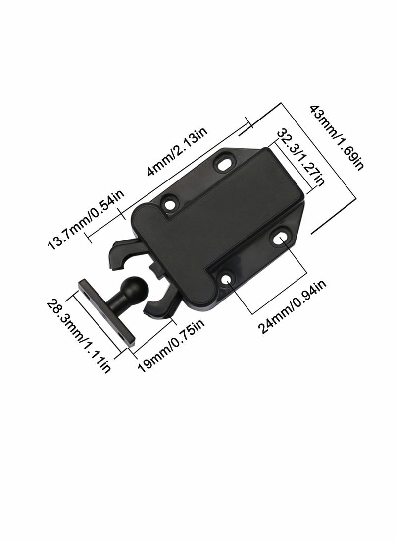 Touch Release Catch Latch, Black Push To Open Catch Lock With Automatic Pop-up Function Cabinet Lock, ABS Push Latch For Cupboard And Drawer