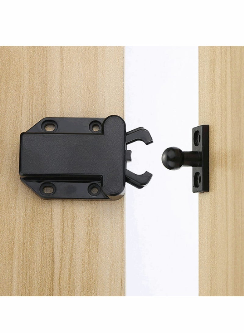 Touch Release Catch Latch, Black Push To Open Catch Lock With Automatic Pop-up Function Cabinet Lock, ABS Push Latch For Cupboard And Drawer