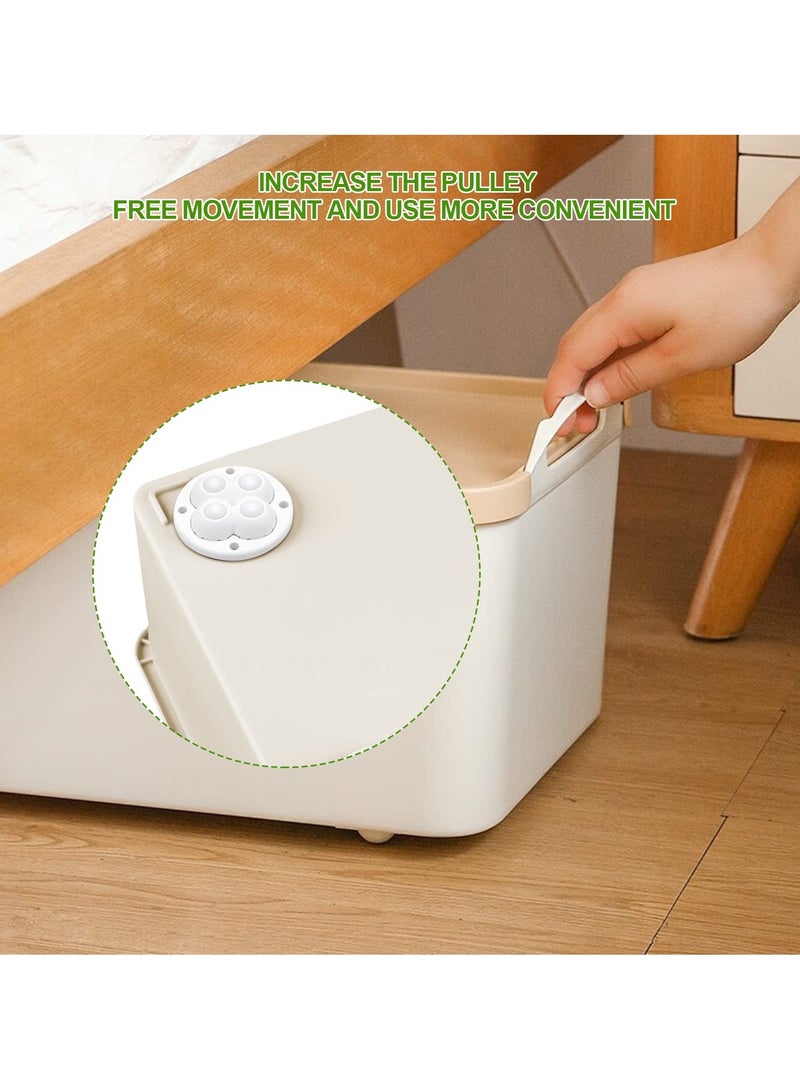 SYOSI 12 Pcs Self Adhesive Caster Wheels, Mini Caster Wheels for Small Appliances 360° Rotation Swivel Wheels Self Adhesive Nylonad Rollers for Bins/Storage Boxes/Furniture Bins (White)