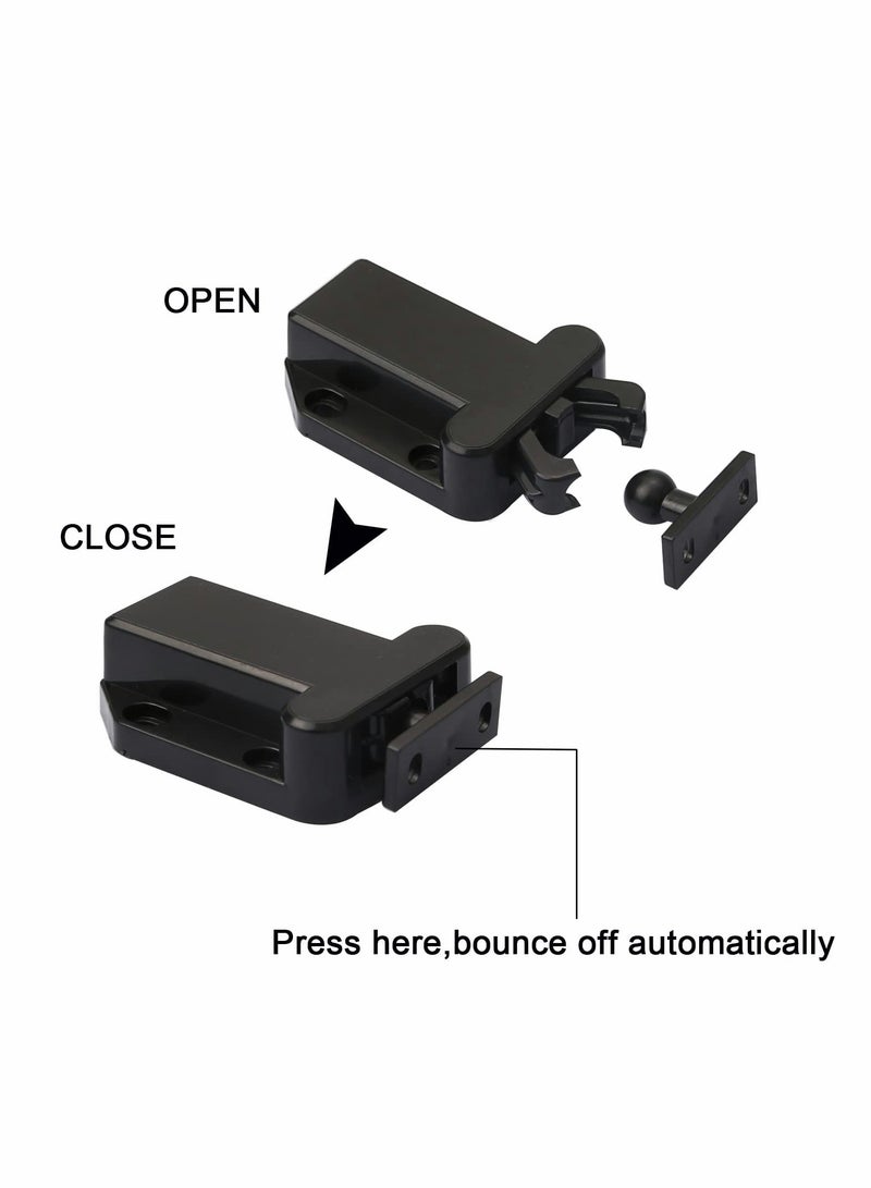 Touch Release Catch Latch, Black Push To Open Catch Lock With Automatic Pop-up Function Cabinet Lock, ABS Push Latch For Cupboard And Drawer