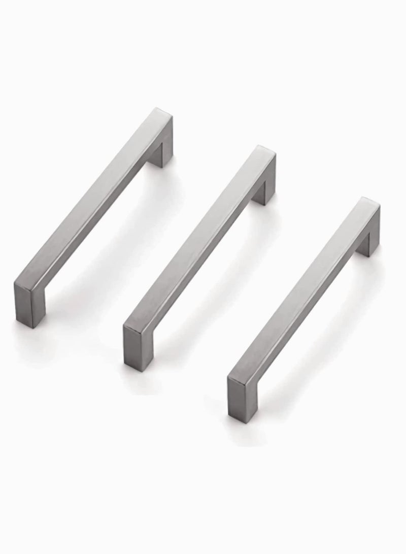 Stainless Steel Handles, SYOSI 3 Pack 5 Inches Kitchen Cabinet Handles, Stainless Steel Drawer Dresser Hollow Pulls, Cupboard Square Bar Pulls Brushed