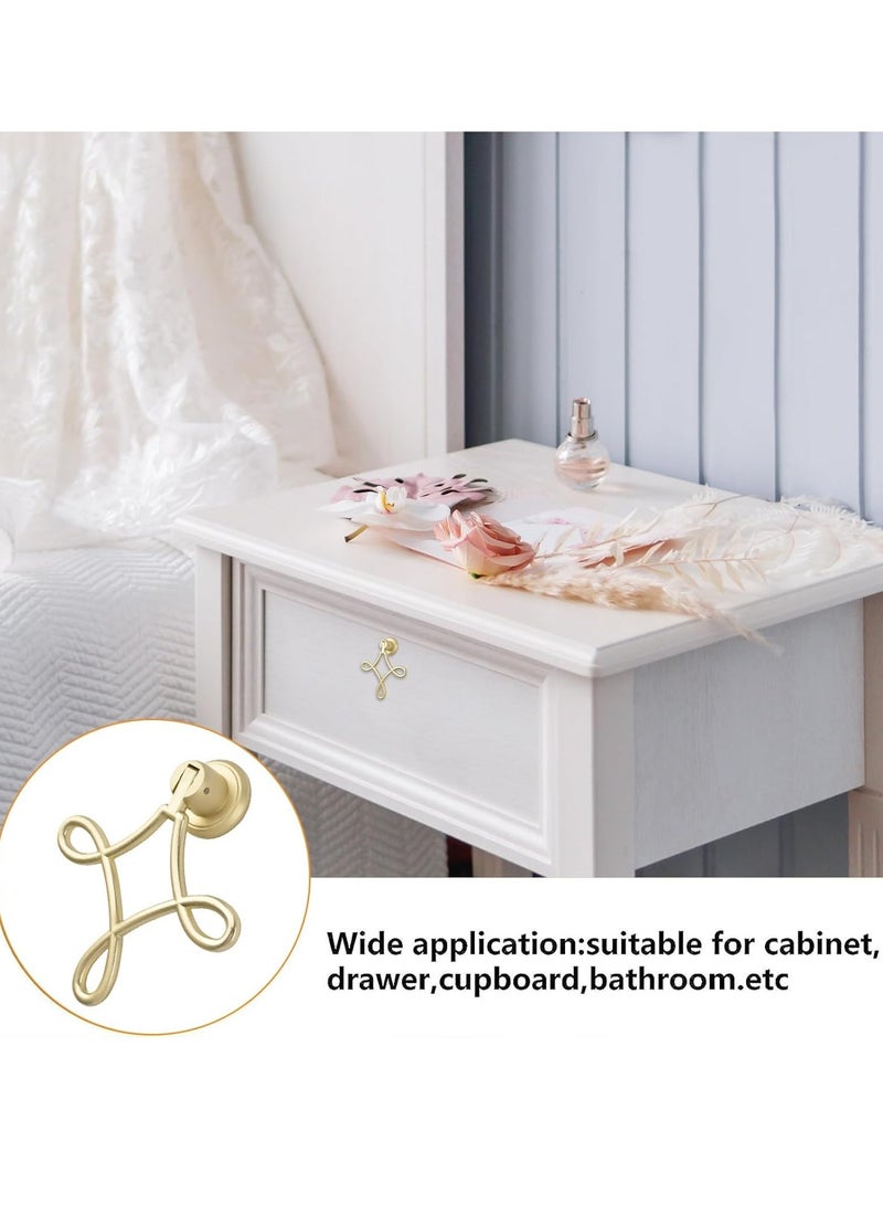 Chinese Knot Shaped Cabinet Pulls 4pcs Solid Gold Pendant Handles Knob Zinc Alloy Handles Knobs for Cabinets Drawer Door Furniture Decorative