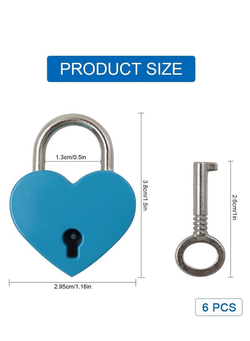 7 Piece Small Padlock Mini Lock Alloy Heart Shaped Lock with Key Suitcase Lock Lock Locker Decorative Diary Lock Love Decorative Lock for Box Diary Luggage (Multi Color)