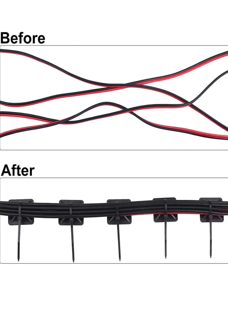 Cable Ties, 100Pcs Zip Tie Adhesive Mounts, Self Adhesive Cable Tie Base Holders, Adhesive Backed Mount with 500Pcs Nylon Cable Tie for Cable Management, DIY, Home, Office & Workshop