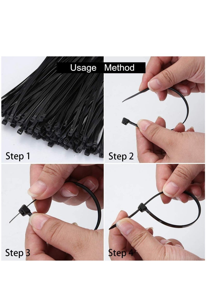 Cable Zip Ties Black Standard Self-Locking Nylon Cable straps Plastic Wire Wrap Heavy Duty Ties Multi Purpose Industrial Grade Cable Wire Ties