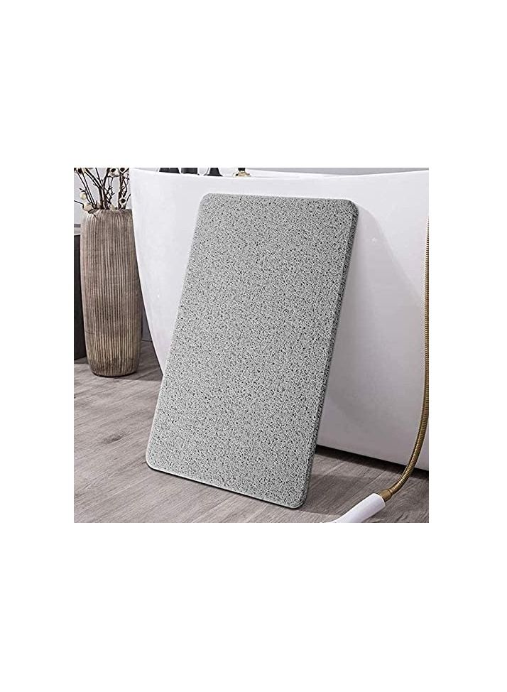 Soft Textured Bath, Shower, Tub Mat, 24x16 Inch, Phthalate Free, Non Slip Comfort Bathtub Mats with Drain, PVC Loofah Bathroom Mats for Wet Areas, Quick Drying(Grey)