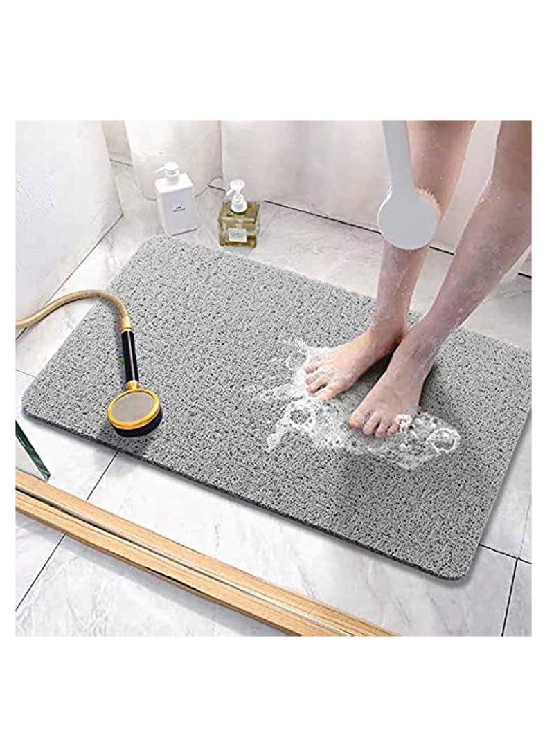 Soft Textured Bath, Shower, Tub Mat, 24x16 Inch, Phthalate Free, Non Slip Comfort Bathtub Mats with Drain, PVC Loofah Bathroom Mats for Wet Areas, Quick Drying(Grey)