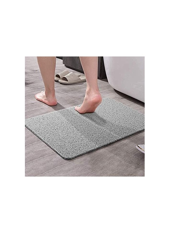 Soft Textured Bath, Shower, Tub Mat, 24x16 Inch, Phthalate Free, Non Slip Comfort Bathtub Mats with Drain, PVC Loofah Bathroom Mats for Wet Areas, Quick Drying(Grey)