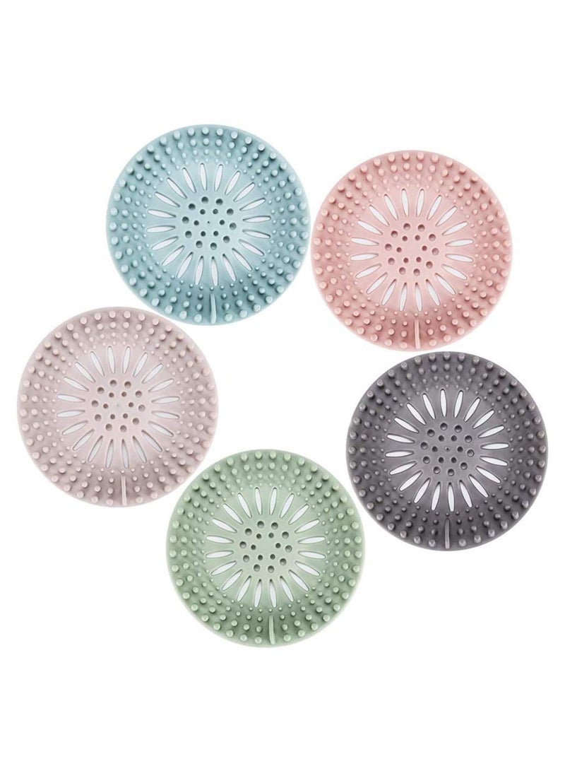 5 Pack Shower Drain Hair Catcher Bath Sink Bathtub Strainers Durable Silicone Hair Stopper Shower