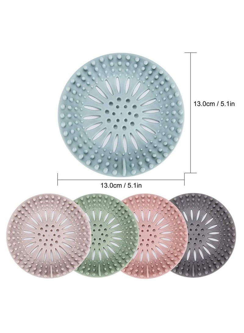 5 Pack Shower Drain Hair Catcher Bath Sink Bathtub Strainers Durable Silicone Hair Stopper Shower