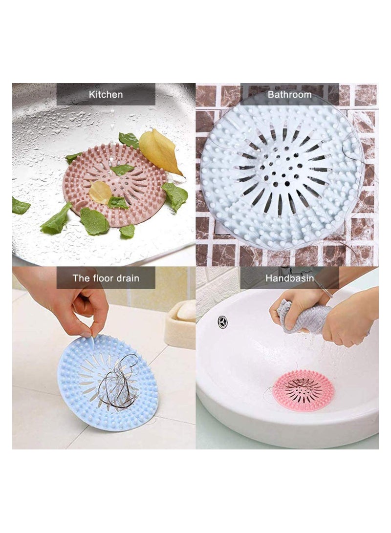 5 Pack Shower Drain Hair Catcher Bath Sink Bathtub Strainers Durable Silicone Hair Stopper Shower