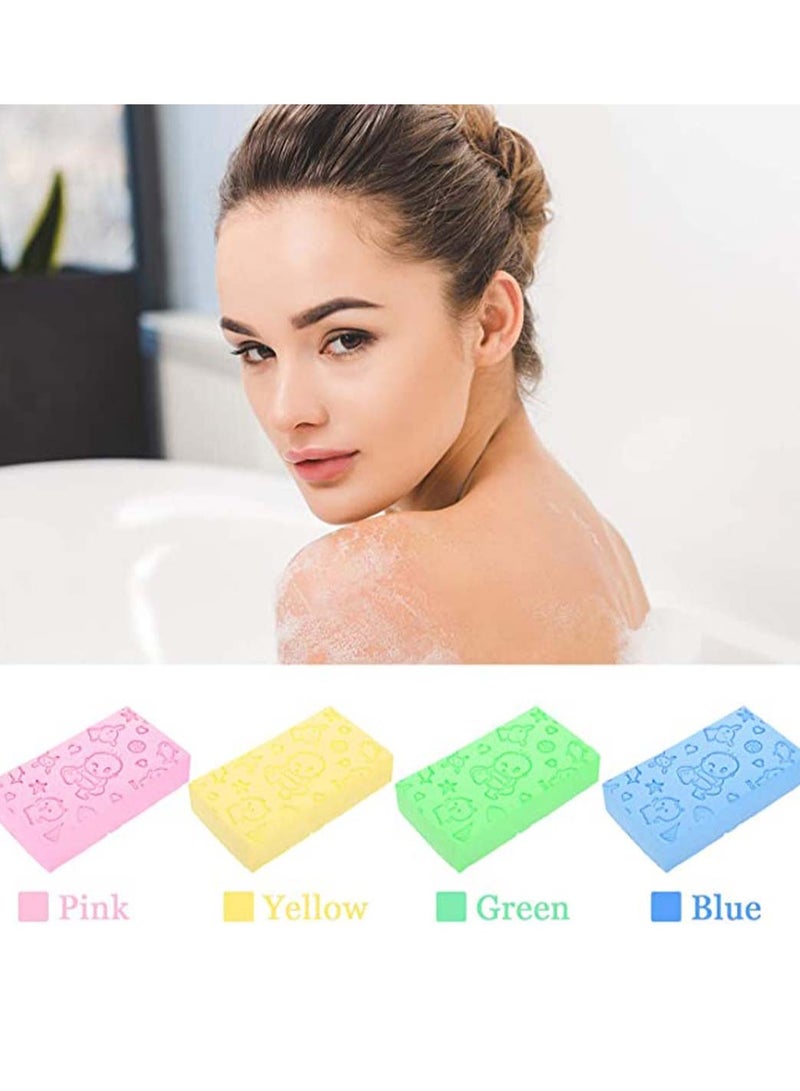 Baby Bath Sponge 4pcs Soft Skin Exfoliating Shower for Kids and Adult, Cute Cartoon Water ASponge, Bathroom Body Cleansing Supplies Healthy Care Sponge, Brush