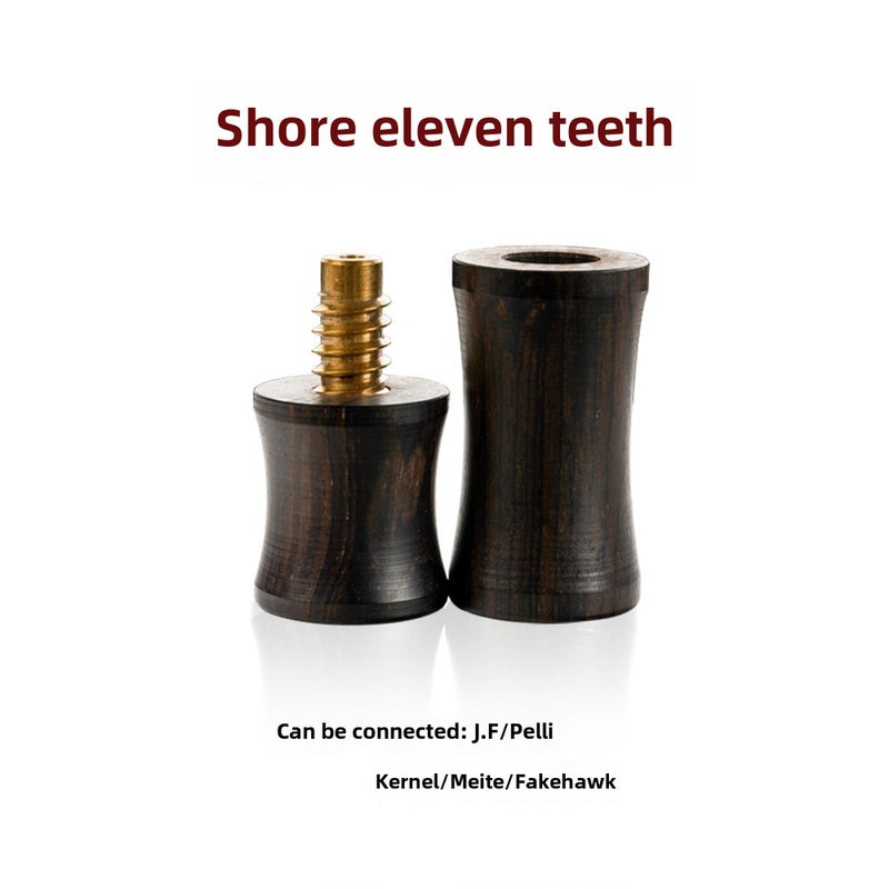 Solid Wood Billiard Cue Mid Wheel Protective Cap Ebony Eleven Teeth