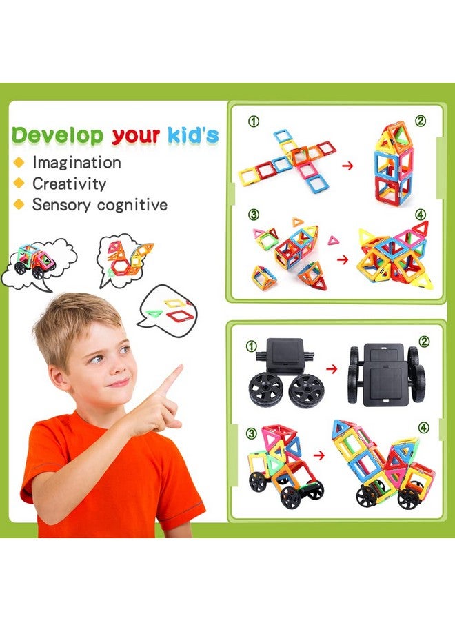 Magnetic Tiles With 2 Cars Magnetic Toys For 3 4 5 6 7 8+ Year Old Boys Girls, Magnetic Blocks Building Set For Toddlers Stem Creativity Educational Toys For Kids Age 3-6