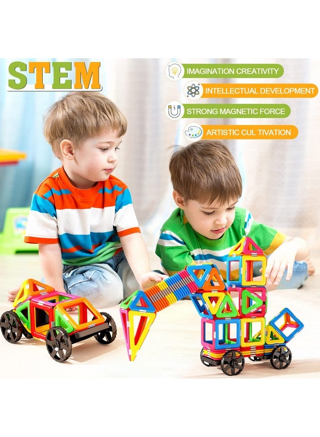 Magnetic Tiles With 2 Cars Magnetic Toys For 3 4 5 6 7 8+ Year Old Boys Girls, Magnetic Blocks Building Set For Toddlers Stem Creativity Educational Toys For Kids Age 3-6