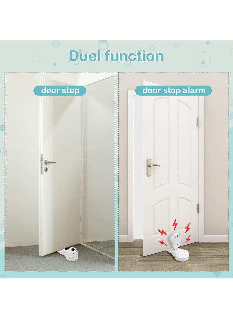 Door Stop Alarm, Door Stopper with 120DB Alarm and Flashing Lights, Upgraded Sensitivity Cute Wedge Doorstop, Floor Mount Type Door Stop Security Devices Alert (2 Pack)