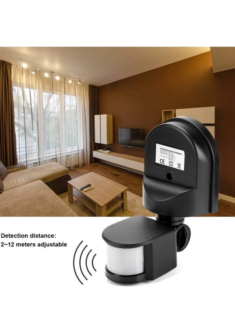 Infrared Sensor Switch Infrared Motion Sensor 110V-240V Adjustable PIR Body Motion Infrared Sensor 10A Waterproof Detector Bulb Switch Black IP44 Protection Level