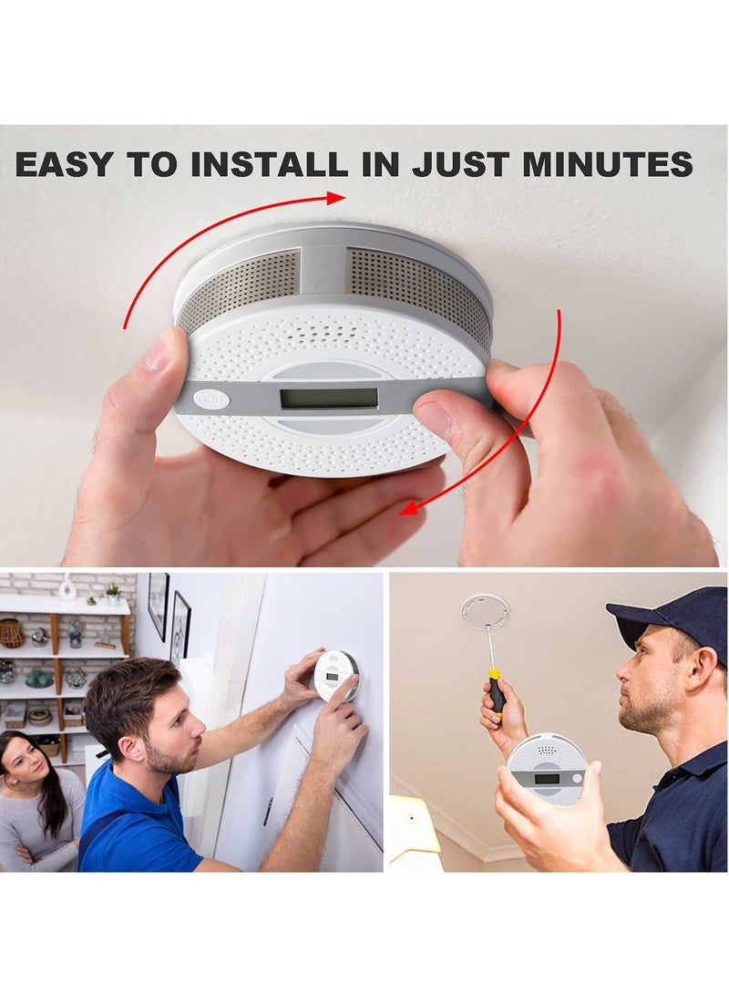 Carbon Monoxide Detector, CO Alarm with LCD Screen Battery Powered Dual Sensor Combination, Led Indicator, Loud Sound Alert