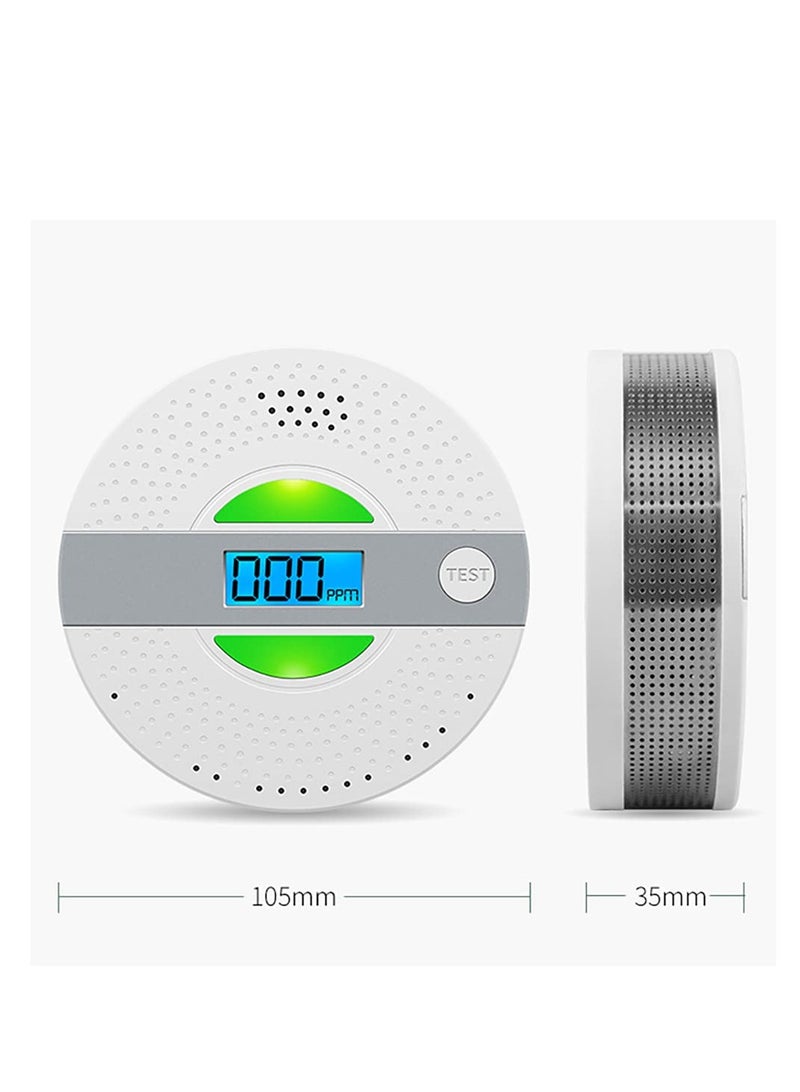 Carbon Monoxide Detector, CO Alarm with LCD Screen Battery Powered Dual Sensor Combination, Led Indicator, Loud Sound Alert