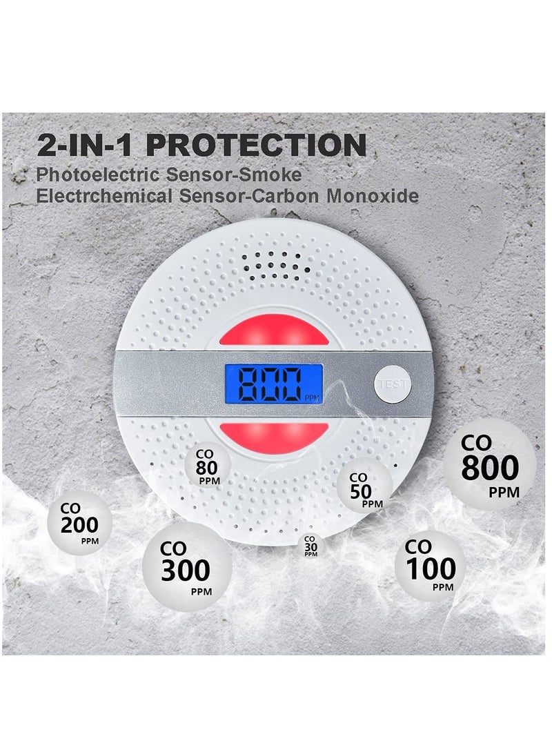 Carbon Monoxide Detector, CO Alarm with LCD Screen Battery Powered Dual Sensor Combination, Led Indicator, Loud Sound Alert