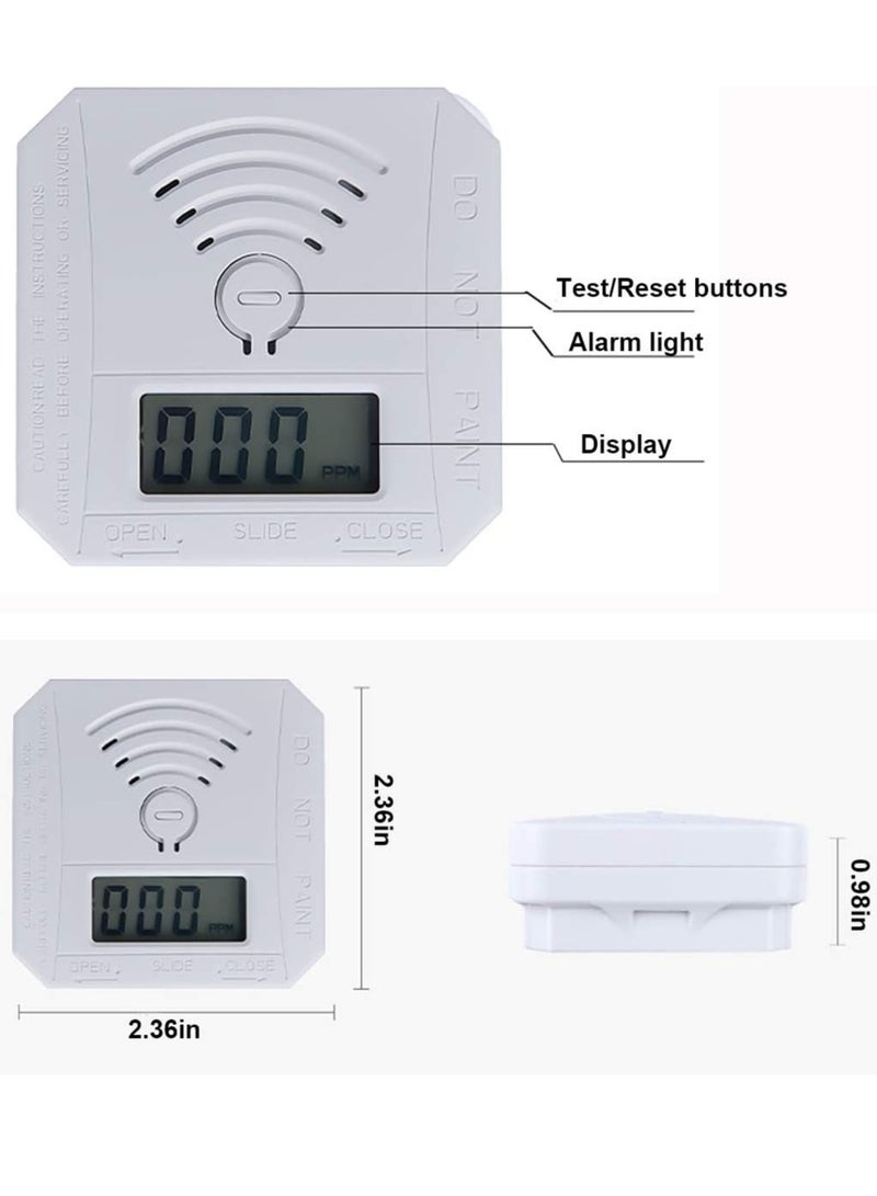 Carbon Monoxide Detector, CO Gas Monitor Alarm Detector CO Sensor with LED Digital Display and Sound Warning for Home, Depot, Battery Powered